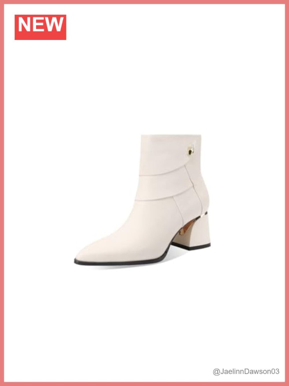 Handmade Leather Ankle Boots Pointed Toe Side Zip Block Heel Booties